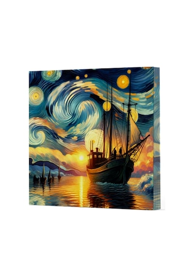 Van Gogh 2 Gemi - Çizgisiz Yan Boyamalı Defter