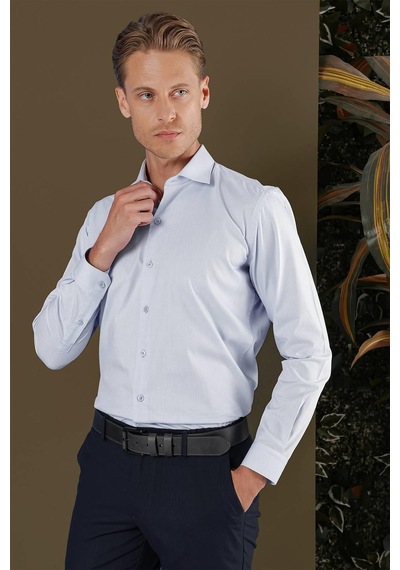 Efor Gk 705 Slim Fit Mavi Klasik Gömlek Mavi