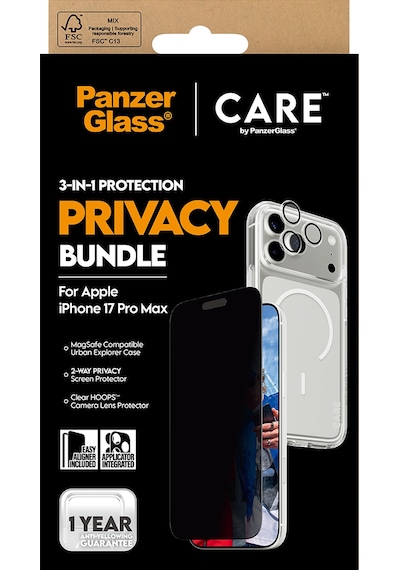 Care By Panzerglass Flagship Privacy Apple Uyumlu iPhone 17 Pro Max 3'lü Telefon Koruma Set- Bundle Uwf+kılıf+lens