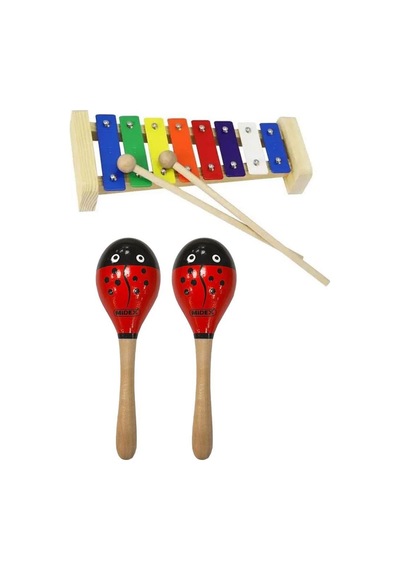 Midex Örf Aletleri Seti Mini Paket Ksilofon Ve Marakas Çocuklar İçin Eğitici Müzik Aleti