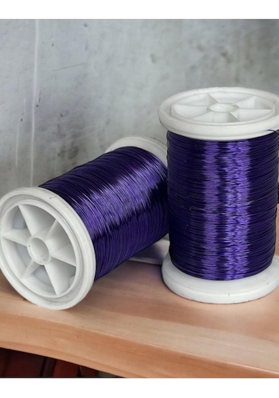 Gürbüz Filografi 0.30mm 100gr - 150m Bakır Üstü Gümüş Kaplı Parlak Mor Renkli Filografi Teli Genel
