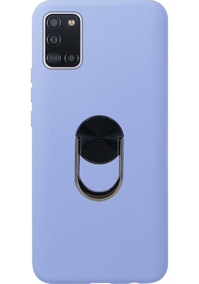 Nettech Samsung Galaxy A31 Uyumlu Leather Ring Nano Arka Koruma Kılıf - Mor Mor