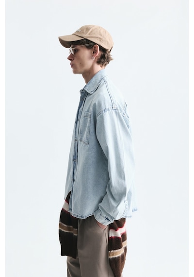 Vamos Oversize Denim Gömlek Açık Mavi