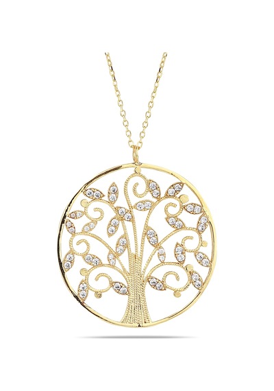 Kuyumcudukkani Büyük Boy"hayat Ağacı"kolye-37174-g-w Gold