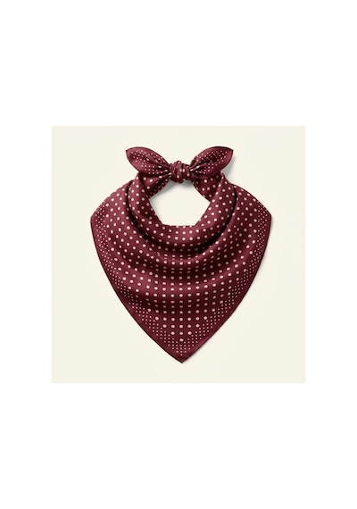 Last İcon Bordo Krem Puantiyeli İpek Fular Şal Bandana Boyun Aksesuarı Bordo