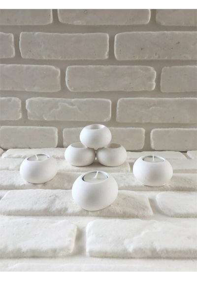 Bernami Mumluk Şamdanpinterest Dekoratif Yuvarlak Beton 6'lı Mumluk Seti Boyasız Diğer
