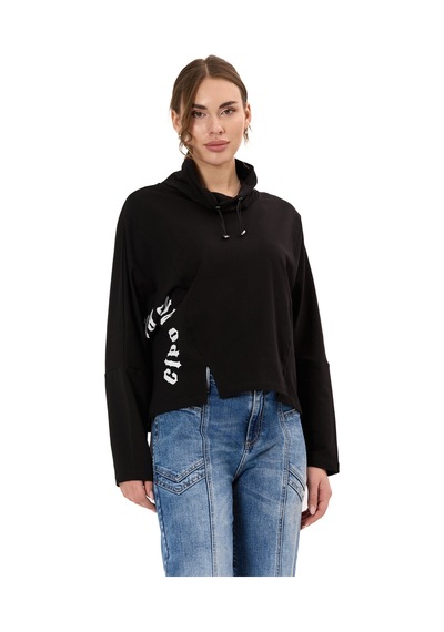 Cipo & Baxx Wl369 Kadın Kapüşonlu Hoodie Sweatshirt Rahat Şık Ve Sokak Stiline Uygun Siyah