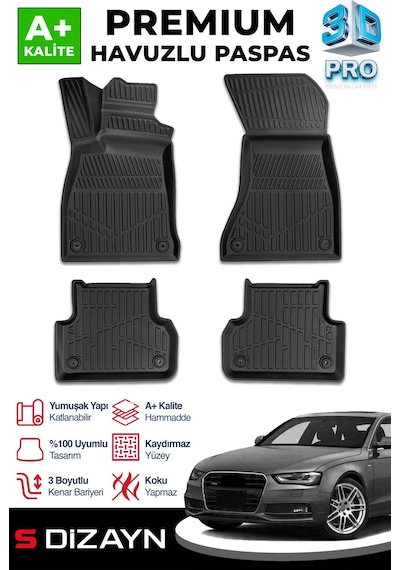 S-dizayn Audi A4 3d Pro Havuzlu Paspas 2011-2016 A+ Kalite