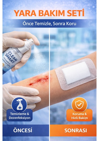 Esnek Nonwoven Yara Örtüsü 9cm 10cm - 10 Adet 50 Ml Antiseptik Sprey Alkol İçermez,