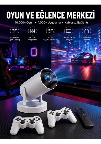 Plentifulprojeksiyon Cihazı Video Oyun Konsolu Projektör Taşınabilir Ayaklı Çift Kollu 4k Çözünürlüklü
