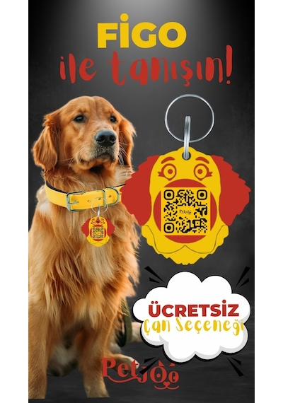 Petjoo 27.Figo Kırmızı-Sarı Qr'lı Köpek Künyesi