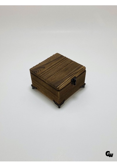 Doğal Ahşap Yakma Takı Kutusu Ahşap Saklama Kutusu Beyaz Çam Boy:12cm En:12cm Yük:8cm