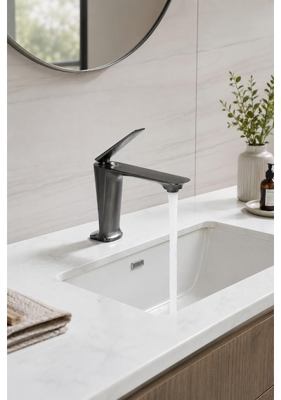 Sensa Kısa Lavabo Bataryası Mat Füme