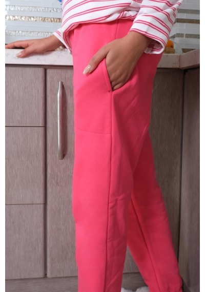 Akbeniz Kadın Uzun Kol 3 İplik Penye Pijama Takım 4179 - M Beyaz