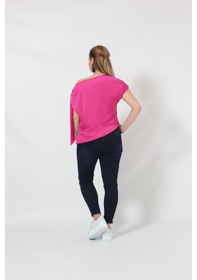 Moda Berray 3250p Pembe Tek Omuz Bağlama Detaylı Bluz 001