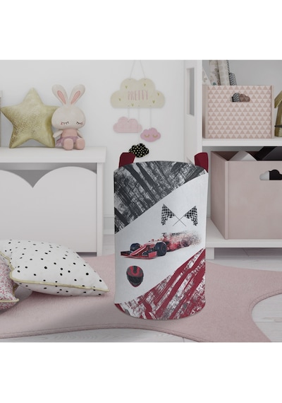 Mekta Home Bebek Ve Çocuk Odası Formula Desenli Oyuncak Sepeti Renkli Çok Renkli