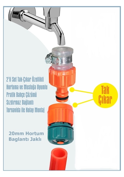Meriva M182 Musluk Hortum Bağlantı Aparatı Otomatik Tak-çıkar Adaptörlü 1/2 x 20 MM