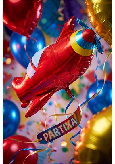 Kırmızı Uçak Folyo Balon 94x50 Cm Uçak Temalı Çocuk Doğum Günü Parti Süsü Çok Renkli