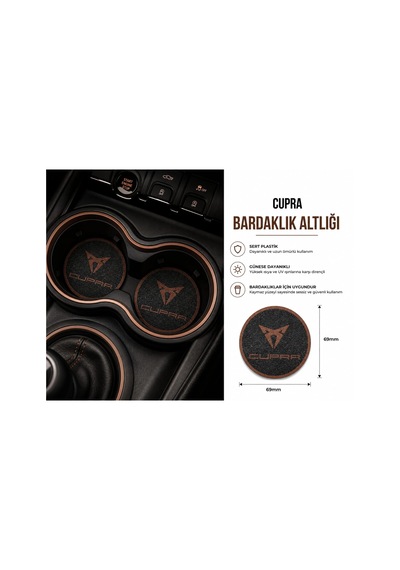 Cupra Araba Bardaklık Altlığı , Cupra Araç Şişe Ve Bardak Altlığı, Cupra Logolu Oto Bardaklık Altlığ