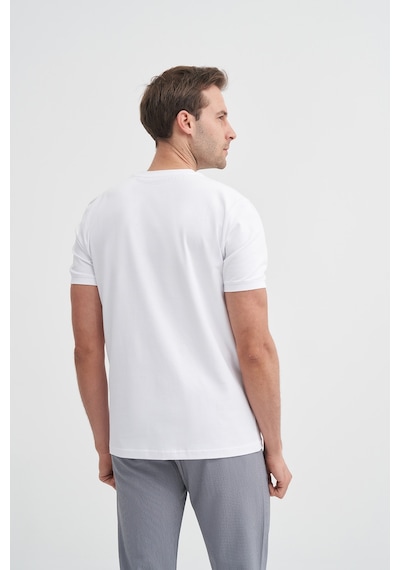 Cazador Erkek Beyaz Bisiklet Yaka T-shirt 46200 Beyaz