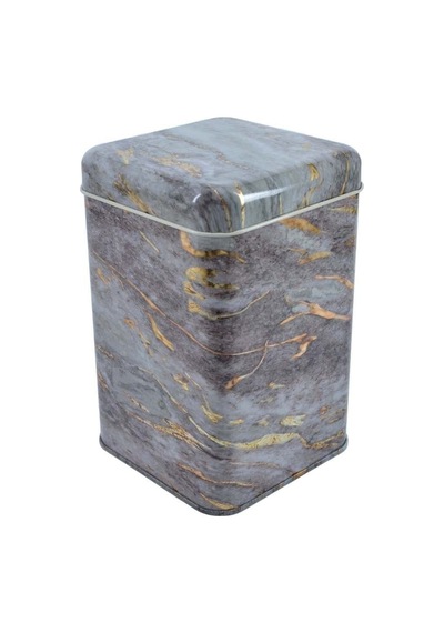 Rock And Gold Light Desenli Kare Metal Saklama Kabı 10.5 x 10.5 x 16 CM 1.7 L Çok Renkli
