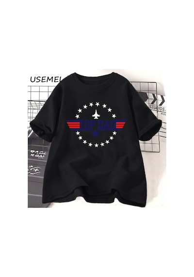 Flood Of Style Üst Baba T-shirt Casaul Pamuk Babalar Günü Hediyesi Baba Erkek Tasarımcı T Shirt Erkek Moda K Siyah