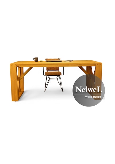 Neiwel Diaz Doğal Ahşap Çalışma Ve Ofis Masası-100cm-200cm Açık Ceviz