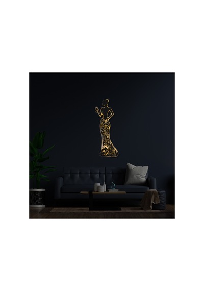 Led Işıklı Kadın Temalı Tablo Bloom Dekoratif Gece Lambası Sarı - 737194800 Sarı