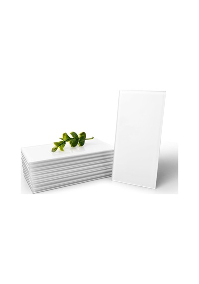 Art3d Mutfak Veya Banyo İçin 32 Parça Soy Ve Yapıştır Tezgah Üstü Cam Karo, 7,62 Cm X 15,24 Cm Metro Beyaz Arka Sıçrama Fayansları