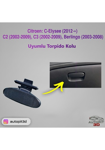Citroen: C-elysee 2012 , C2 2002-2009 , C3 2002-2009 , Berlingo 2003-2008 Uyumlu Torpido Açma Kolu