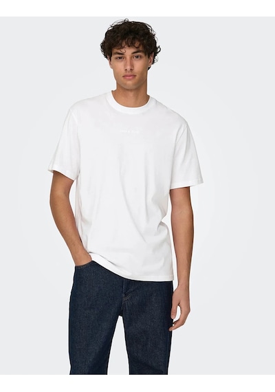 Only & Sons Onslevı Lıfe Reg Text Ss Tee Erkek White T-shirt - 22028147 Whıte