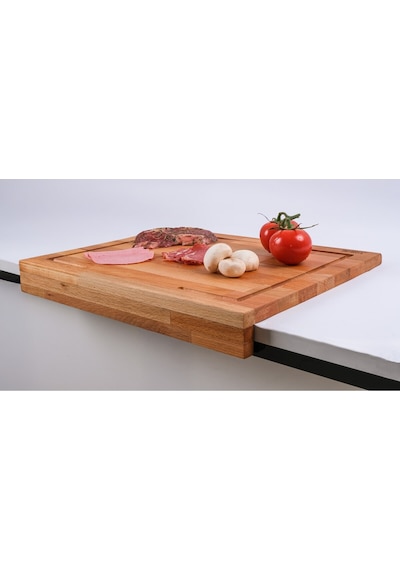 İroko L Kayın Ahşap Tezgah Üstü Kesme Tahtası 45x35 Cm Oluklu, Kenarlıklı, Premium El Yapımı Ahşap