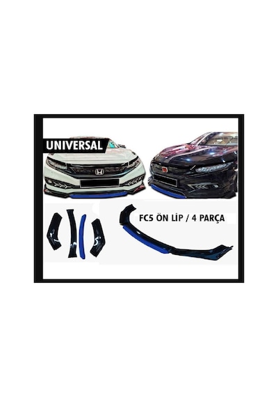 Chevrolet Cruze Uygun Universal Flaplı 4 Parça Lip Piano Black Kırmızı Dilli