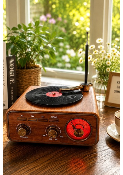 Meier Md-1317bt Nostaljik Görünümlü Bluetooth Hoparlör Ve 3 Bantlı Şarjlı Radyo