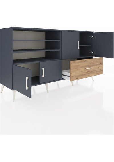 Hyperion Konsol 5 Raflı Tek Çekmeceli 4 Kapaklı 176x44x99 Antrasi Antrasit-antrasit/çam Hyperion Konsol 5 Raflı Tek Çekmeceli 4 Kapaklı 176x44x99 Antrasi Antrasit-antrasit/çam