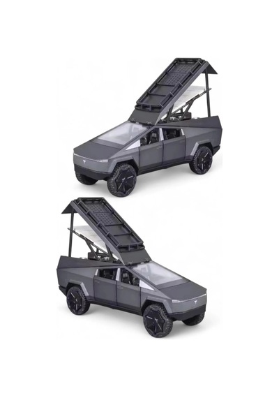 1:24 Metal Cybertruck Kamp Karavan Modelli Çek Bırak Oyuncak Araba - Sesli Işıklı Diecast Model
