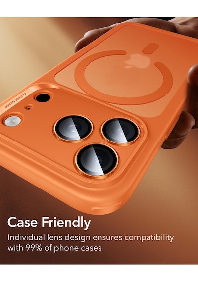 Armorite Kamera Lens Koruyucu Apple Uyumlu iPhone  14-15-16 17 Pro/pro Max Turuncu Turuncu