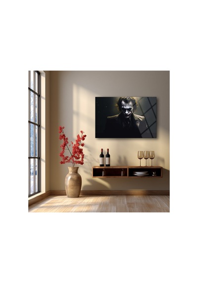 Joker Üzerine Cam Tablo Modern Sanat Tablosu Solmayan Canlı Renkler Salon Ve Oturma Odası Anlamlı Hediye Seçeneği Kolay Montaj Askılı