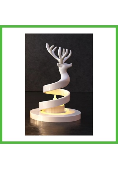 Vaveni 3d Baskı Spiral Ren Geyiği Mumluk Yılbaşı Dekoratif Ren Geyiği Tealight Mum Tutucu - Beyaz Arz