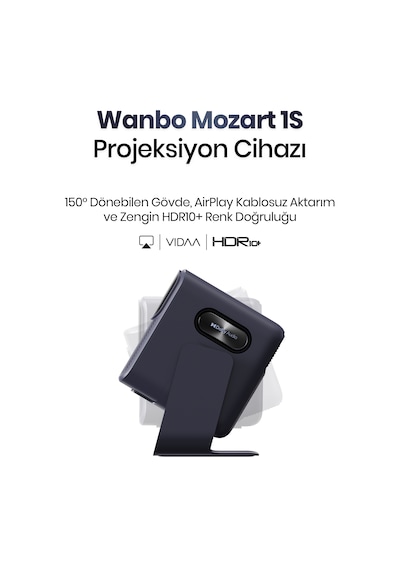 Wanbo Mozart 1s 1200 Ansı Vıdaa Voice Full Hd Akıllı Projeksiyon Cihazı 4k Destekler Dahili Gimbal Stand