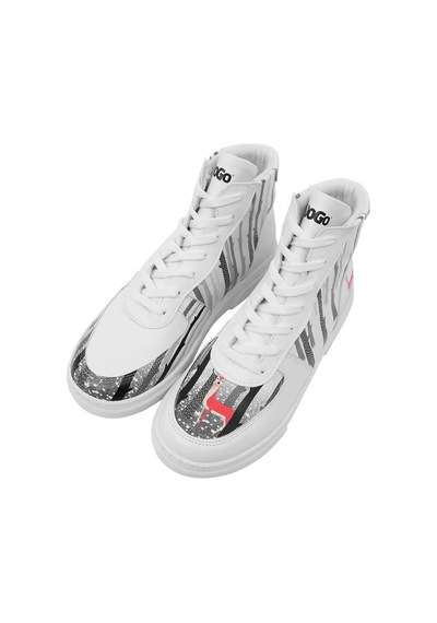 Kadın Vegan Deri Beyaz High Sneakers - You're The Colour Of My Life Tasarım Çok Renkli