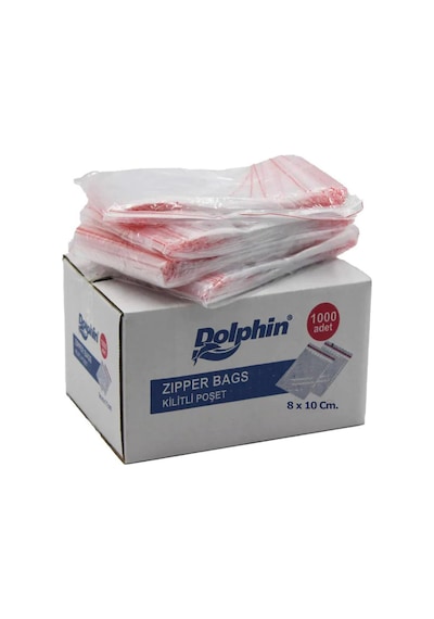 Dolphin Kilitli Şeffaf Buzdolabı Kilitli Saklama Poşeti Torba 5 x 1000'li 8 x 10 CM