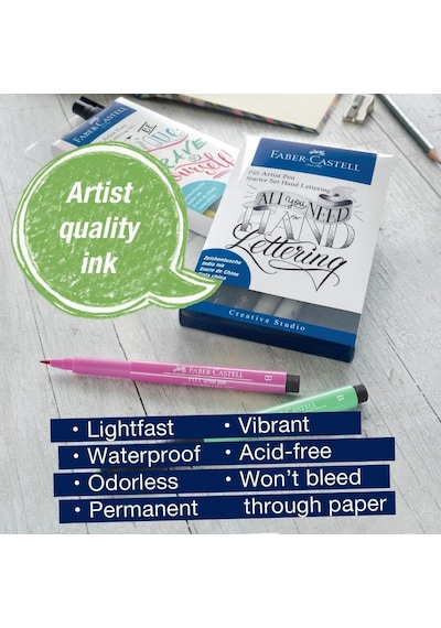 Faber-Castell Pitt Artist Pen Kaligrafi Seti. 8'Li. Siyah-Gri Ton
