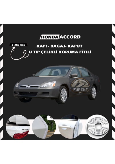 Honda Accord Oto Araç Kapı Koruma Fitili 5 Metre Parlak Beyaz Renk