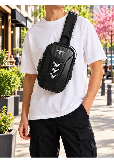 Newish Polo Erkek Şifreli Kilitli Su Geçirmez Tek Sırt Askılı Sling Bag Usb Ve Kulaklık Çıkışlı Çapraz Omuz Ve Sırt Çantası Siyah - 007 Newish Polo Erkek Şifreli Kilitli Su Geçirmez Tek Sırt Askılı Sling Bag Usb Ve Kulaklık Çıkışlı Çapraz Omuz Ve Sırt Çantası Siyah - 007