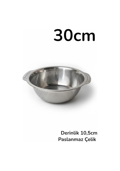 4 Lü Paslanmaz Çelik Süzgeç, Kevgir 22/24/28/30cm Gri