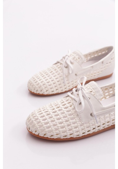 Dgn B00112 Kadin Delikli Oxford Ayakkabi Beyaz