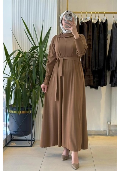 Misswhence 38803 Fermuar Detaylı Elbise Camel Camel