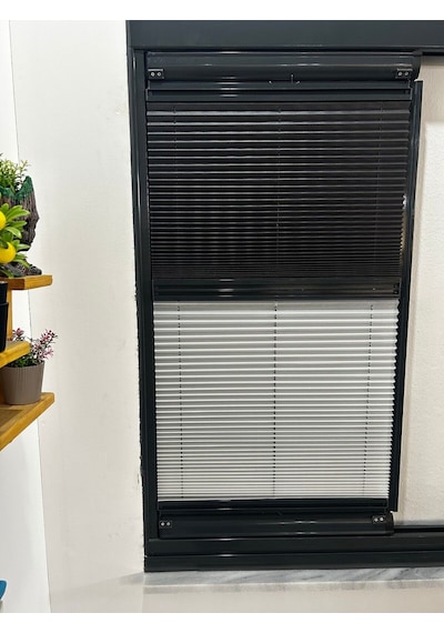 Kidmex Plise Gece Gündüz Katlanır Cam Balkon Perdesi - Ofis Perdesi - Mutfak Perdesi - Salon Perdesi