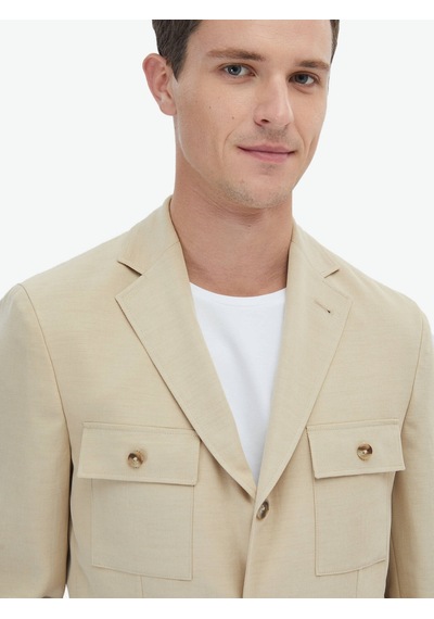 Kip Bej Düz Modern Fit Ceket Çok Renkli